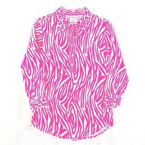 Gretchen Scott Popover Top Zebra and Cheetah Print